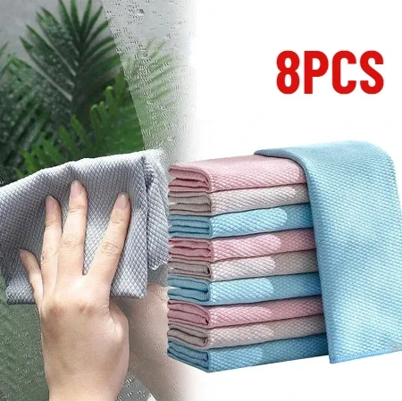 Fish Scale Kitchen Dishcloths Microfiber Super Absorbent Oil-proof Washing Rag Glass Window Wipe Cloth Household Cleaning Cloths