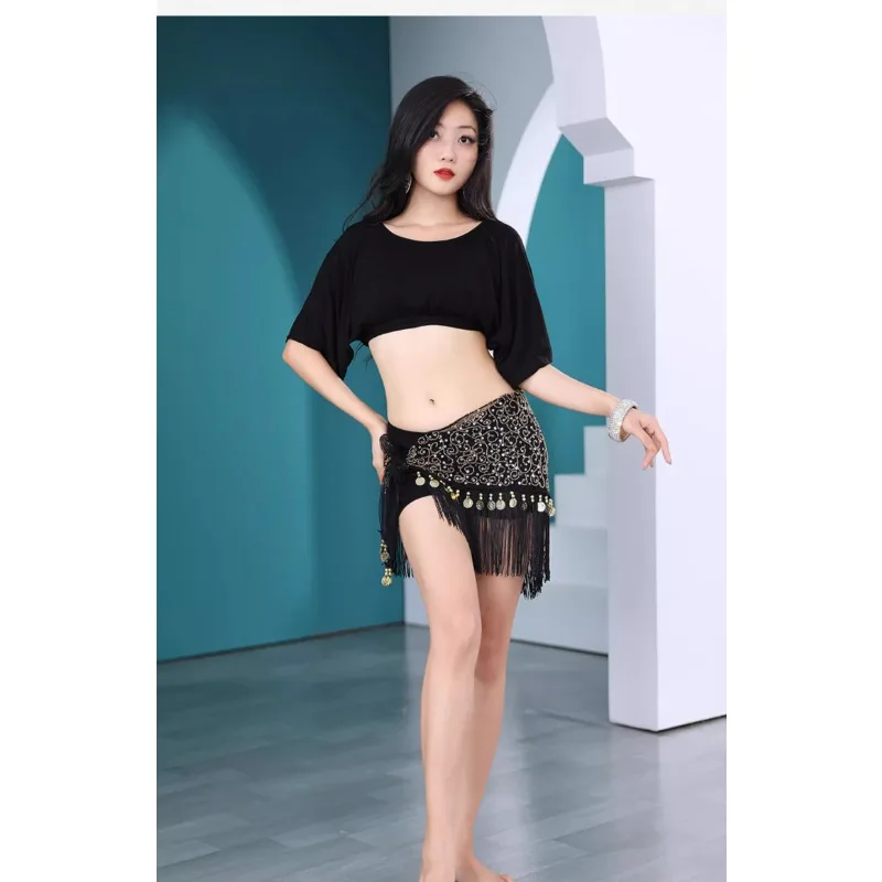 Customized Bellydance Waist Chain Female Practice Clothing Hip Scarf Triangle Scarf Bead Embroidery Tassel Waist Belt Waist Seal