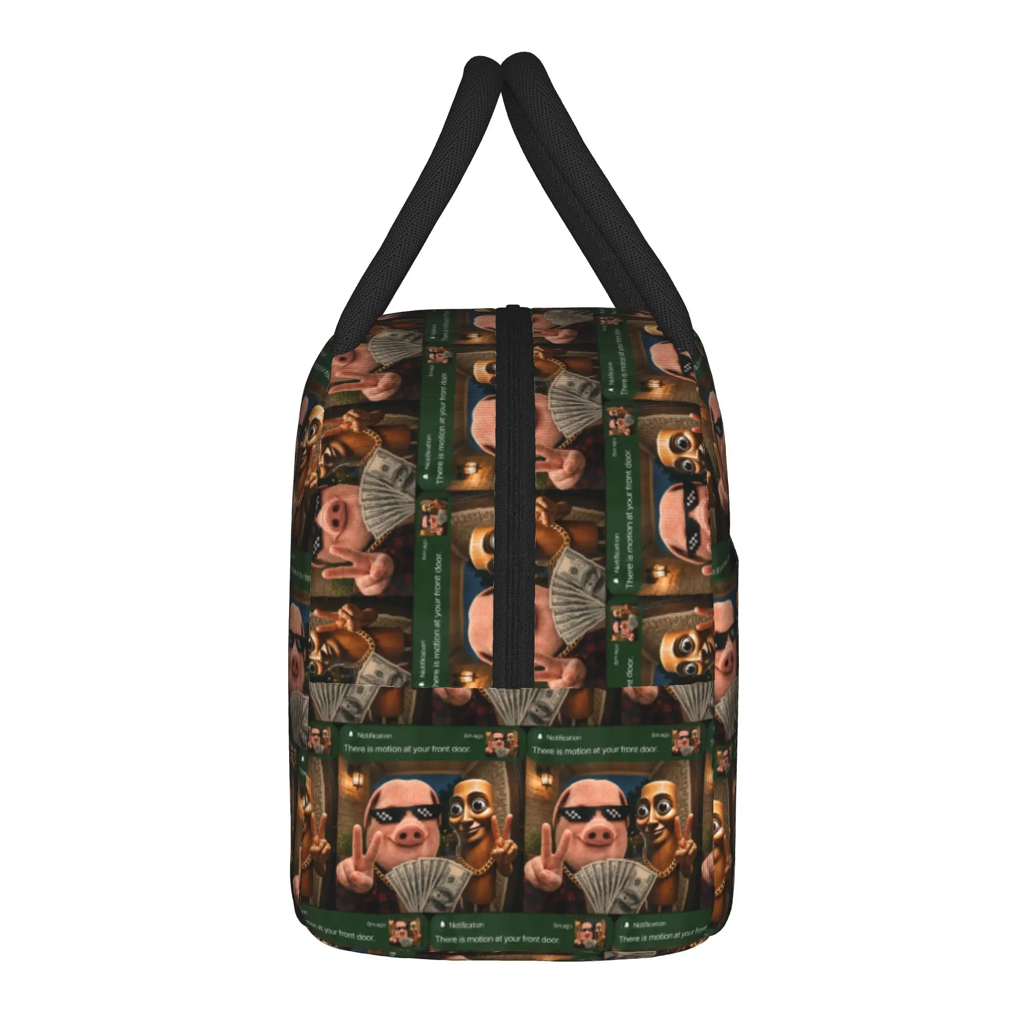 John Pork and Tung Tung Tung Sahur Front Door Lunch Bag Aesthetic Lunch Box Picnic Portable Zipper Tote Food Bags For Child