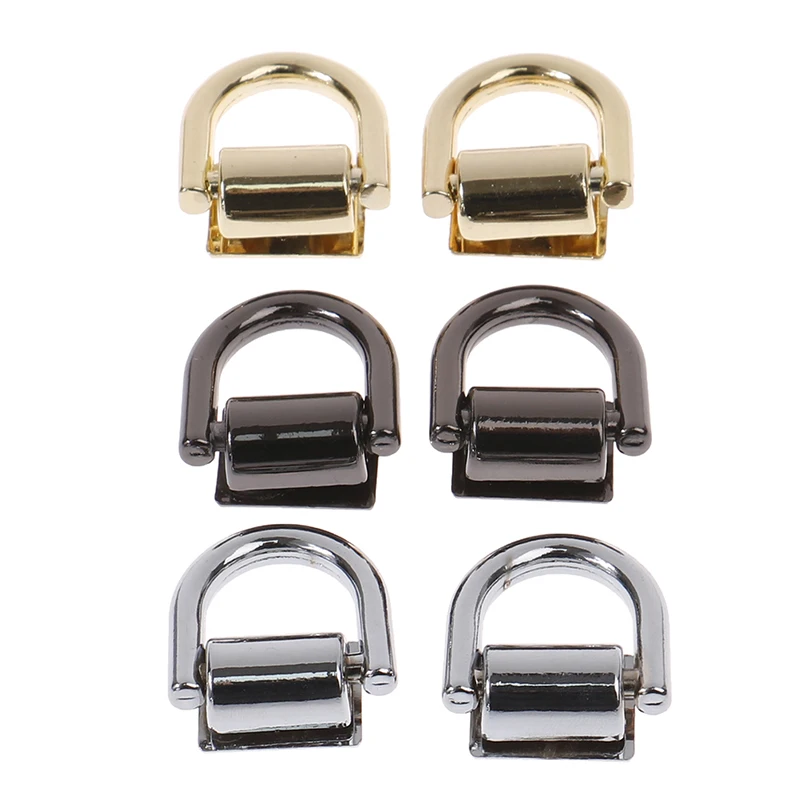 2Pcs D Ring Bag Side Clip Buckles Screw Handbag Chain Handles Connector Bag Strap Belt Hanger DIY Hardware Bag Accessories