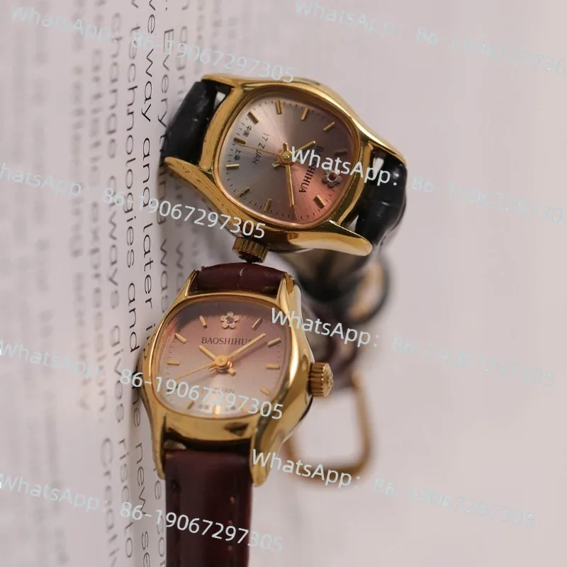

Shanghai Gemstone Flower Small Manual Mechanical Gold Square Retro Nostalgic Literary Light Luxury Women's Watch