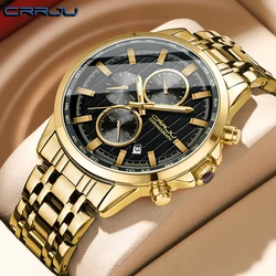 CRRJU Brand Luxury Watch for Men Waterproof Luminous Chronograph Classic Man Watch Top Original Quartz Men's Watch 2024