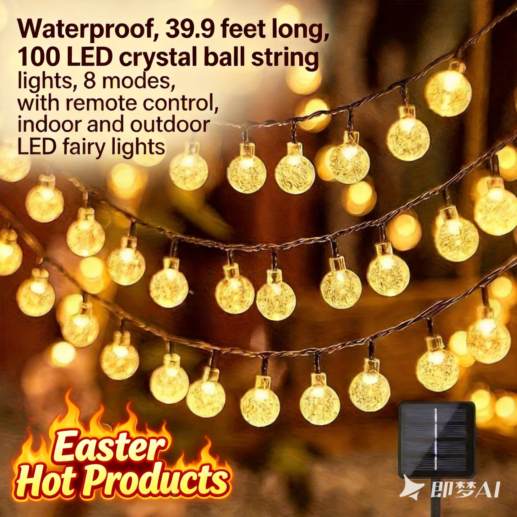 

Светодиодные гирлянды-шарики на батарейках, водонепроницаемые, длиной 39,3 фута (около 12 м), 100 светодиодных гирлянд-шаров, 8 режимов, с пультом дистанционного управления, светодиодные гирлянды для внутреннего и наружного использования, подходят для дом