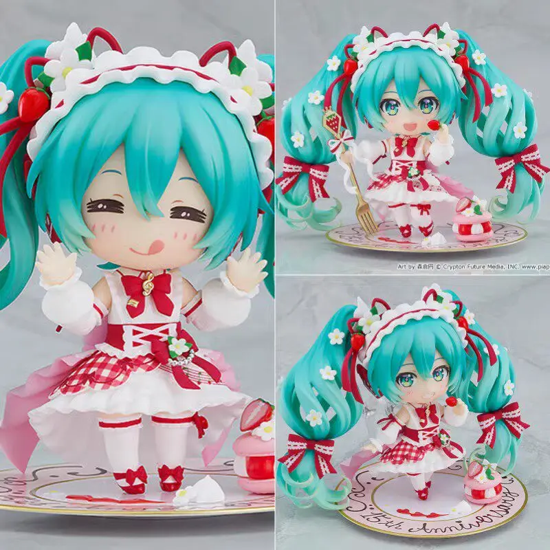 # Nendoroid Hatsune Miku 1939, Edición de Pastel de Fresa del 15.º Aniversario, Figura de Acción Coleccionable Chibi Morikura en Anime, Modelo Decorativo