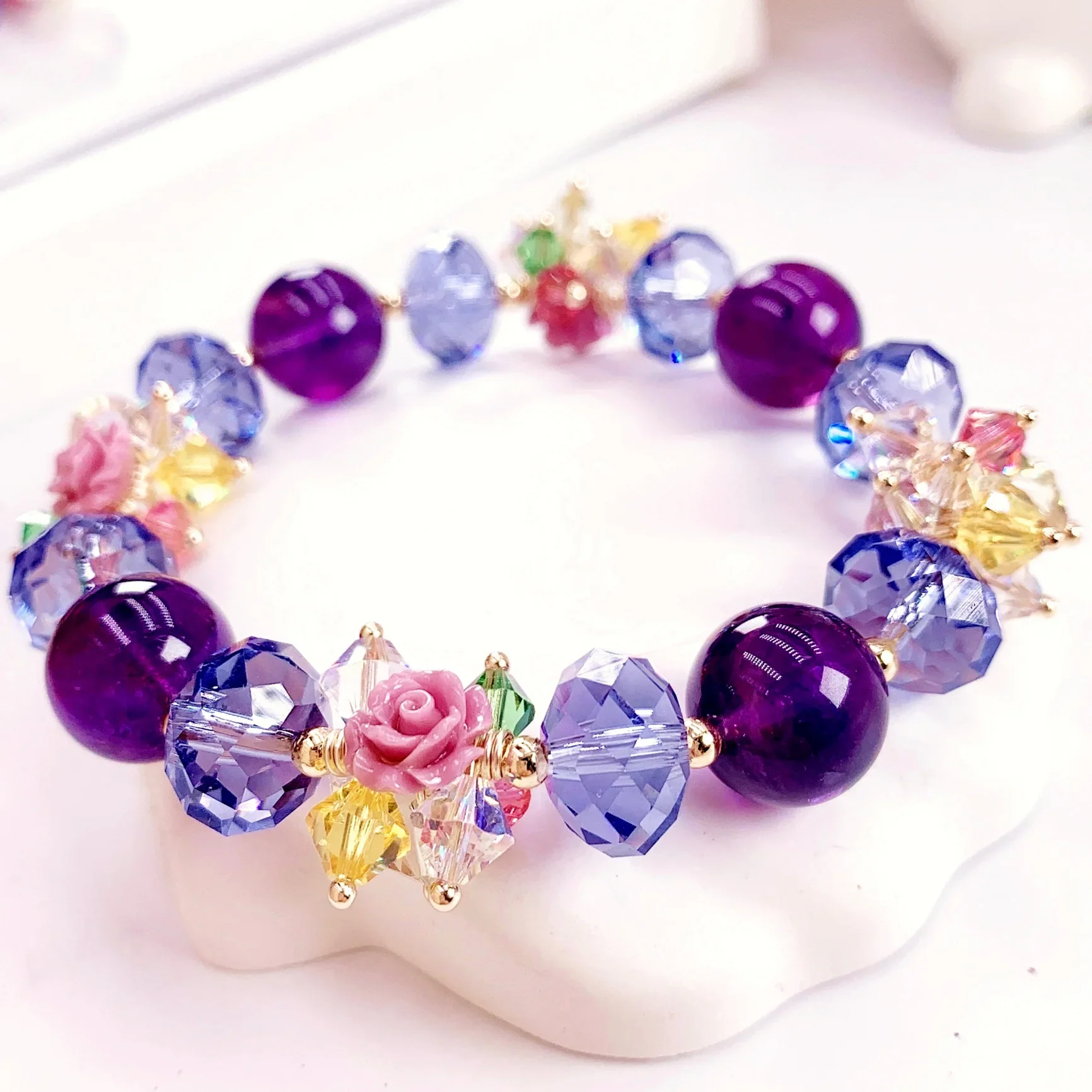 

CHKAWOCI Natural Amethyst Bracelet Valentine Gift Lady Flower Fairy Bracelet Fashion jewelry Dinner Wedding accessories