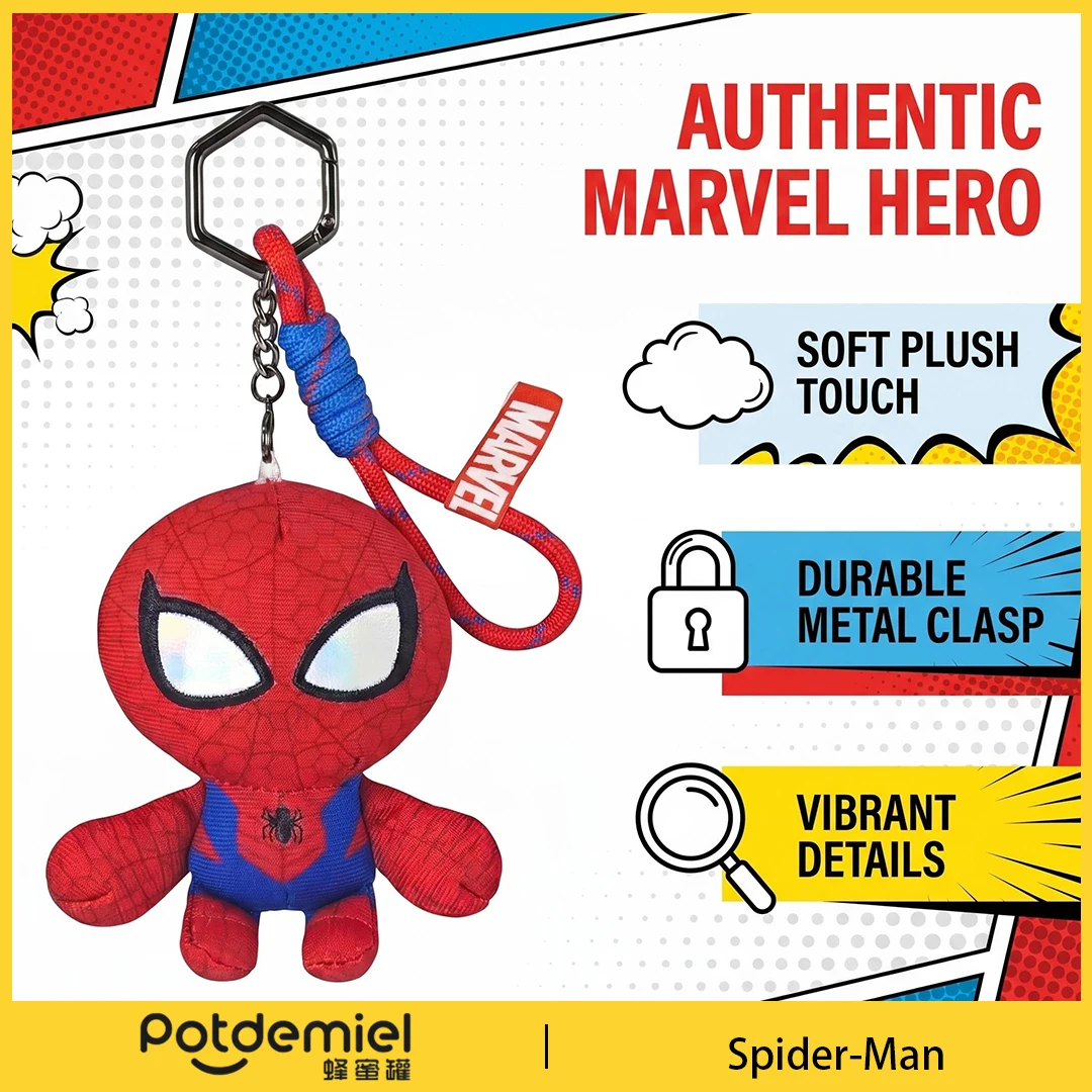 Potdemiel Marvel Spider Man Plush Keychain Soft Toy Handbag Charm Anime Bag Ornament Men Women Fans Kids Gift Collectible