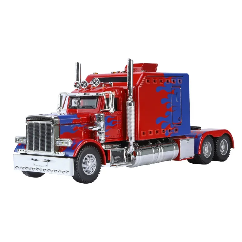 Diecast Heavy Truck Model 1:24 Peterbilt 389 tractors Alloy Toys Vehicles Sound And Light Metal Casting Collective Kids Boy Gift