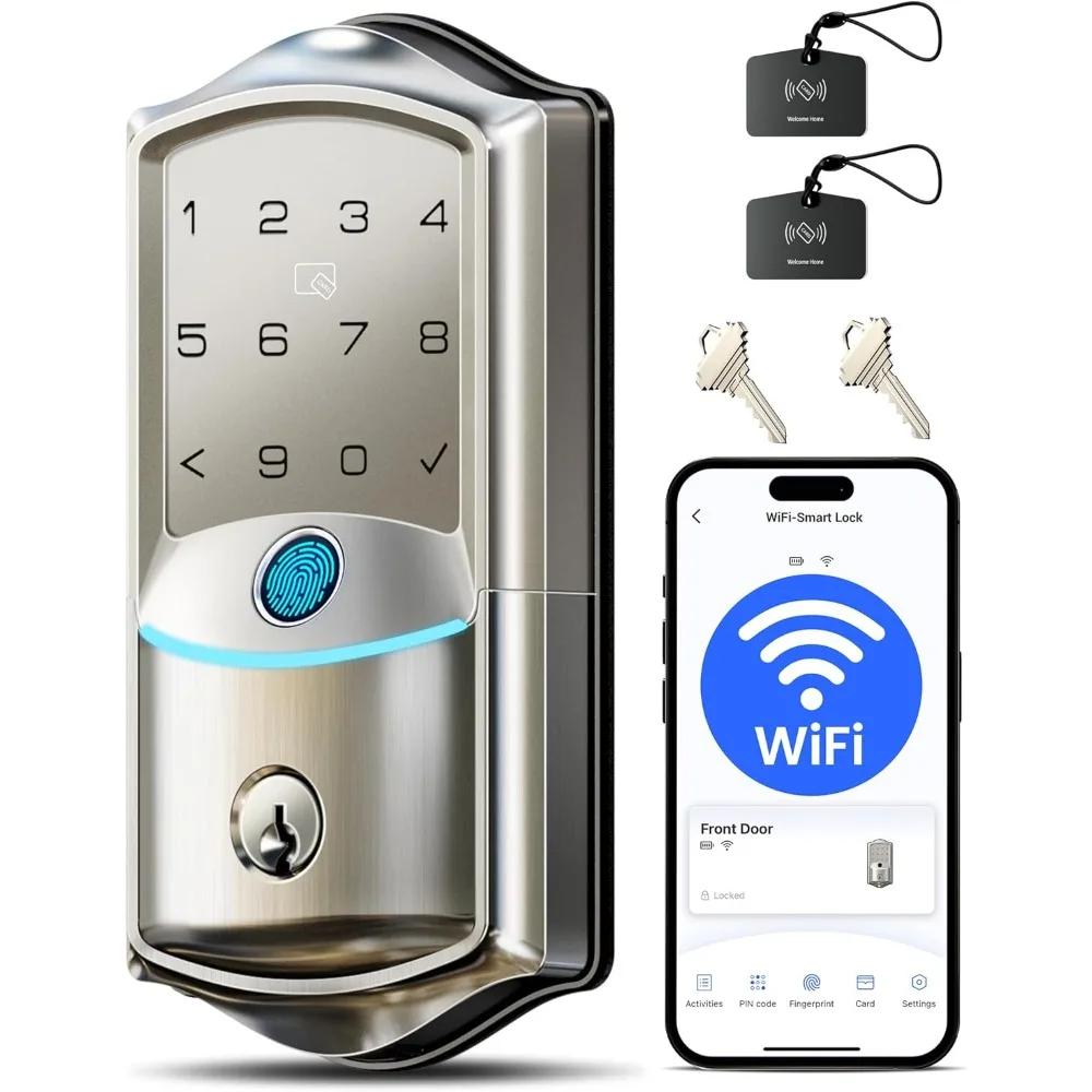 

Smart Lock Fingerprint Keyless Entry Door Bluetooth Wi-Fi Touchscreen Keypad Deadbolt IP65 Waterproof Remote Control Voice