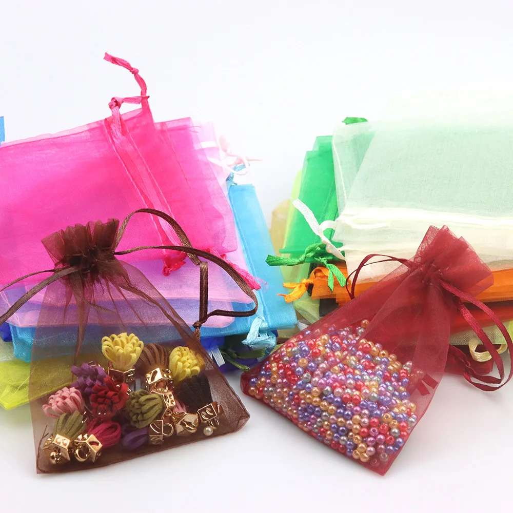 

20Pcs/LOT10x12OrganzaBags Multi color Jewelry Bag Gift Wedding Decoration Candy Bag Pulling Bag Jewelry Accessories