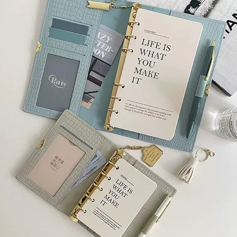m5 a6 PU Macaroon Crocodile Pattern Loose-Leaf Only Cover Binder Dairy Travelers Leather Notebook