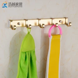 Towel Robe Hooks Clothes Holder Punch-Free Gold Aluminum Door Wall Mounted Bath Coat Hanger Bathroom Kitchen Accessories