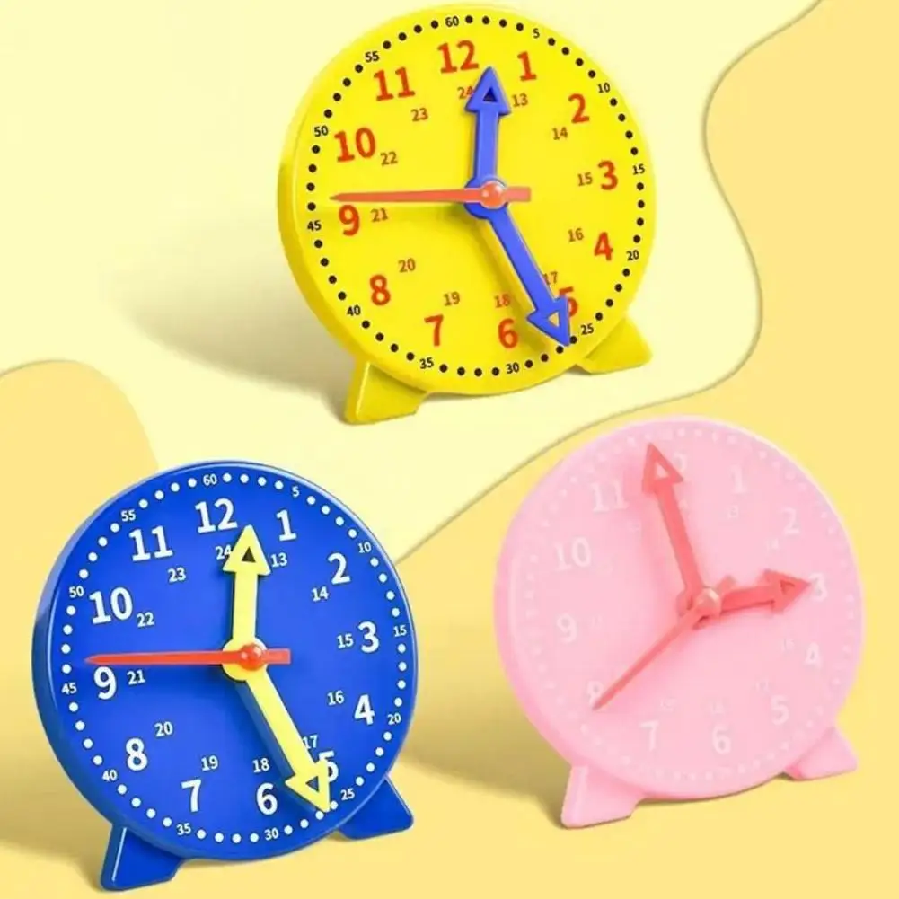 Educational Teaching Clock Demonstration Clock with Synchronized Gears Detachable Hands Dual Time Scale Learning Clock Model