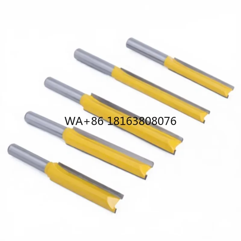 Extended Length Double Flute Straight Router Bits for Grooving and Trimming, Professional Woodworking Tools