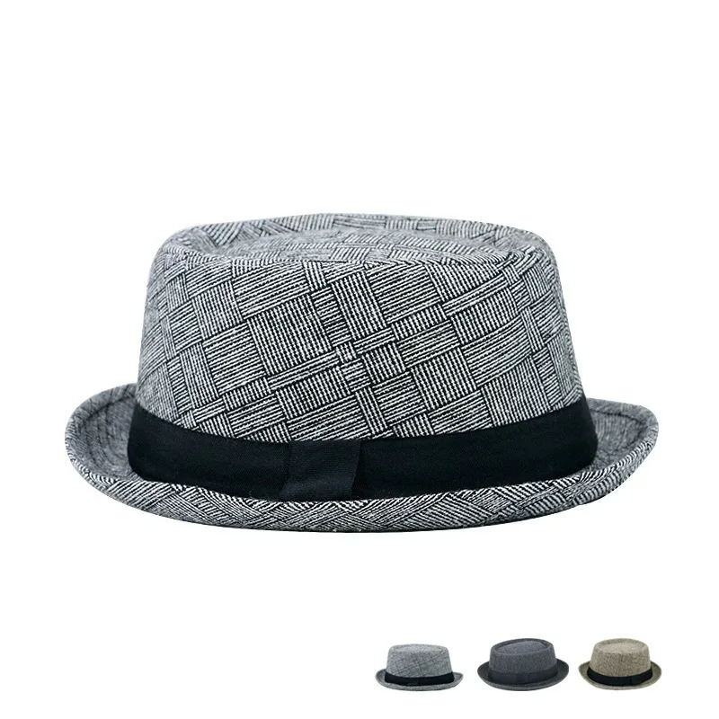 Neue Herbst- und Winterhüte für Herren Britische Retro-Jazzhüte Rundkopf-Hüte mit Kleinem Schirm Klassische Karierte Hüte im Gentleman-Stil für Damen – Detail 11