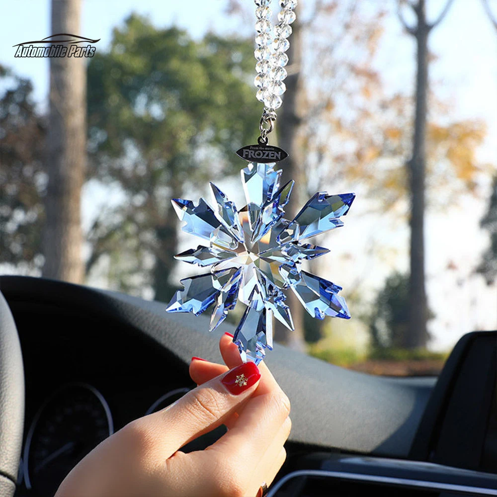 Car Rearview Mirror Pendant Car Interior Modeling Crystal Ball Ornaments Car Decoration Crystal Snowflake Car Ornaments