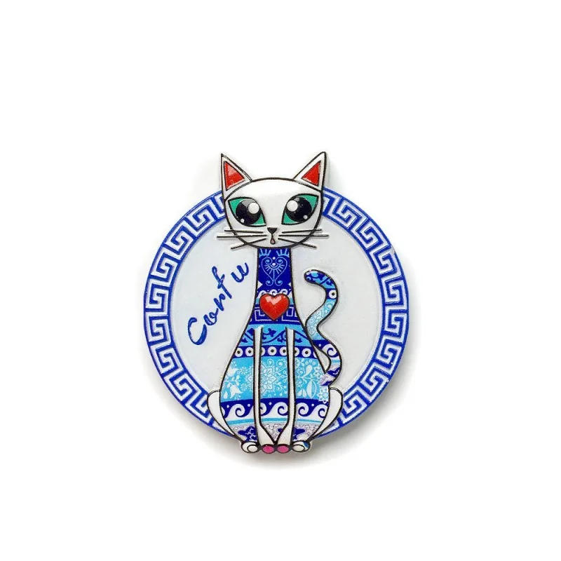 

Cartoon Cat Magnet from Corfu, Greece, Tourist Cultural and Creative Souvenir, Gift, Refrigerator Magnet