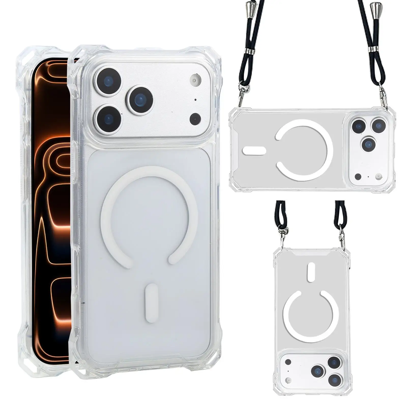 

For iPhone 17 Pro Max XDcase Four-Corner Hole Shockproof Magnetic Phone Case, Lanyard Not Included