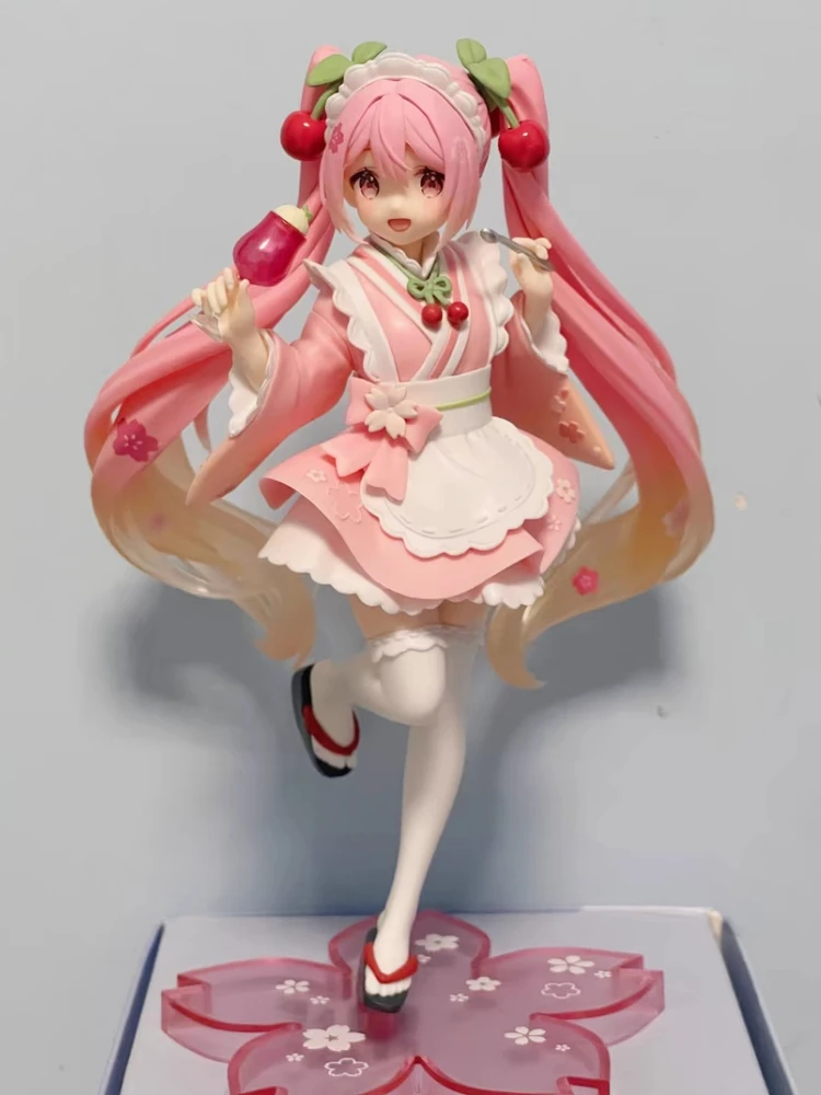 Original Hatsune Miku Anime Figure Sakura Wafuu Kissa Ver. Maid Figurine Model Dolls Collectible Toys Kawaii Gift 18cm Kawaii De