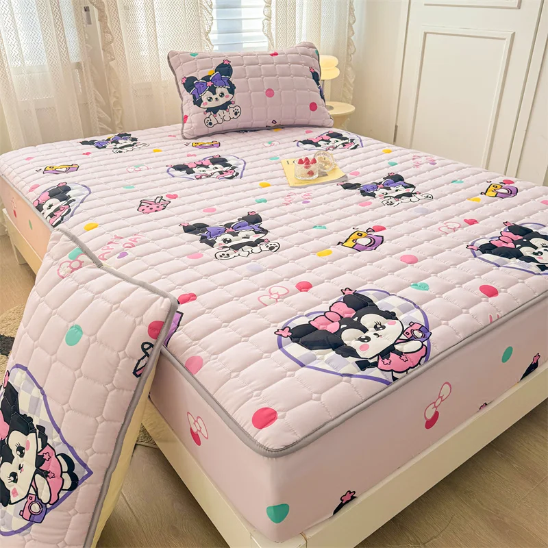 Adorable Quilted Washed Cotton Fitted Mattress Cover - Super Cute Girl's Design, Hypoallergenic