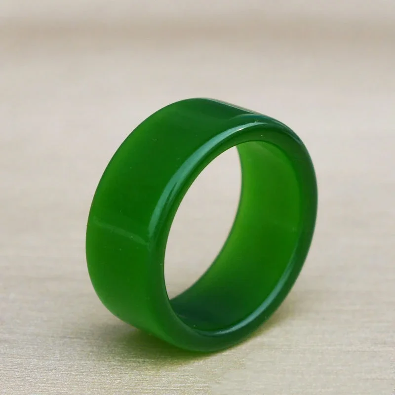 Natural Chinese Green Hand-carved Jade Ring Fashion Boutique Jewelry for Men and Women Jasper Ring Gift