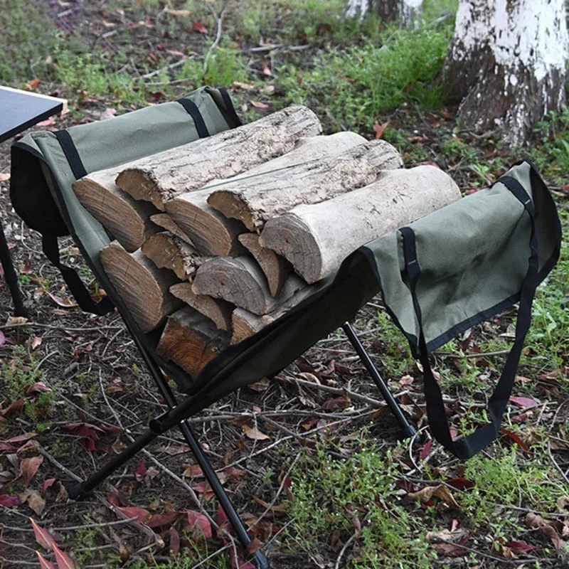 

Aluminum Alloy Firewood Rack Portable Folding Firewood Storage Bonfire Burning Rack Outdoor Camping Oxford Cloth Storage Bag