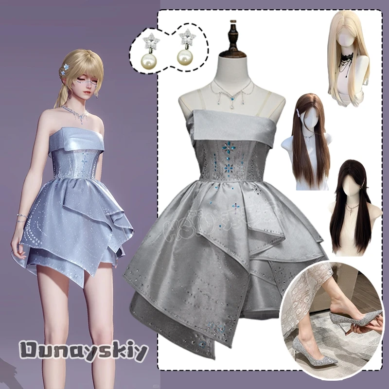 

Game Love and Deepspace Cosplay Backless Strapless Mini Dress Costumes{Hemera}BORN TO DAZZLE Heroine Disguise Suit Christmas