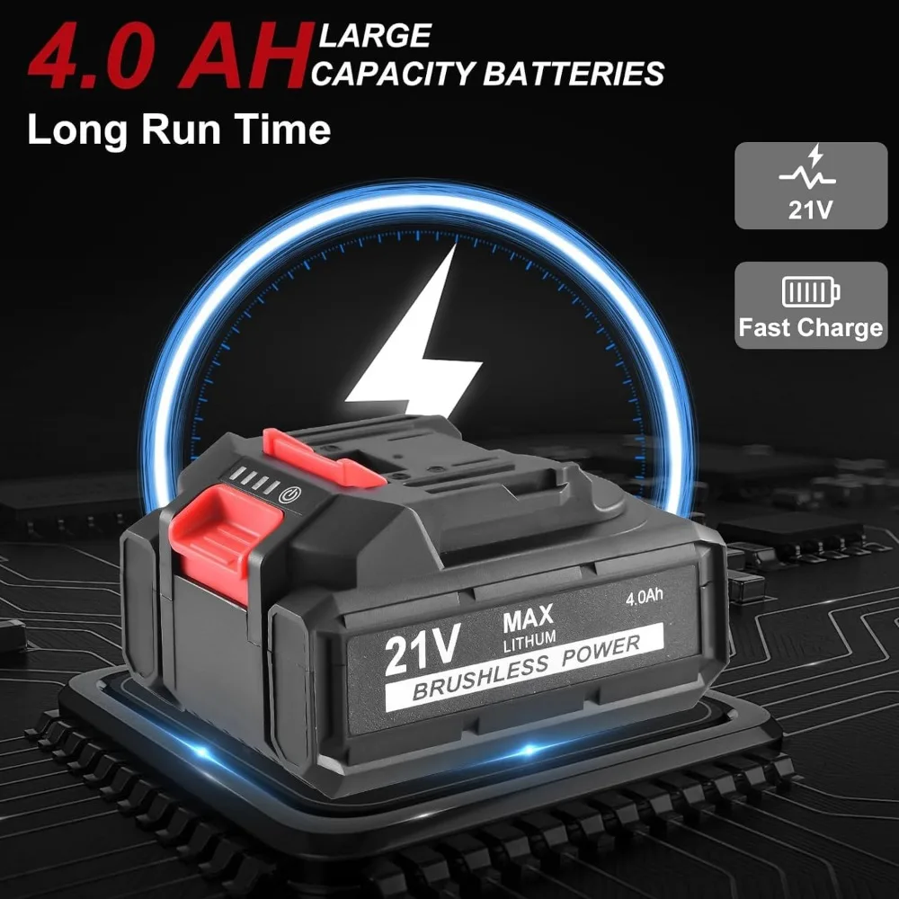 AOBEN-llave de impacto inalámbrica de 1/2 pulgadas, Kit de pistola de impacto eléctrica, máx. 600N Controlador de impacto de alto par para neumático de coche RV, M/450Ft-lbs