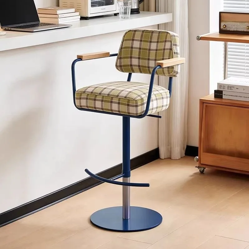 Retro style liftable rotating bar chair, living room bedroom home high chair
