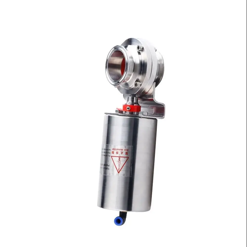 

1-1/2" Pneumatic Sanitary Butterfly Valve Stainless Steel 304 Tri Clamp OD 50.5mm Actuator Single Acting