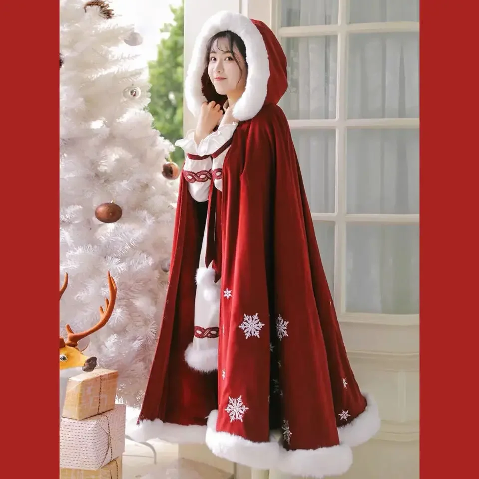 150Kg large size Han element print fleece hooded long cape cape jacket