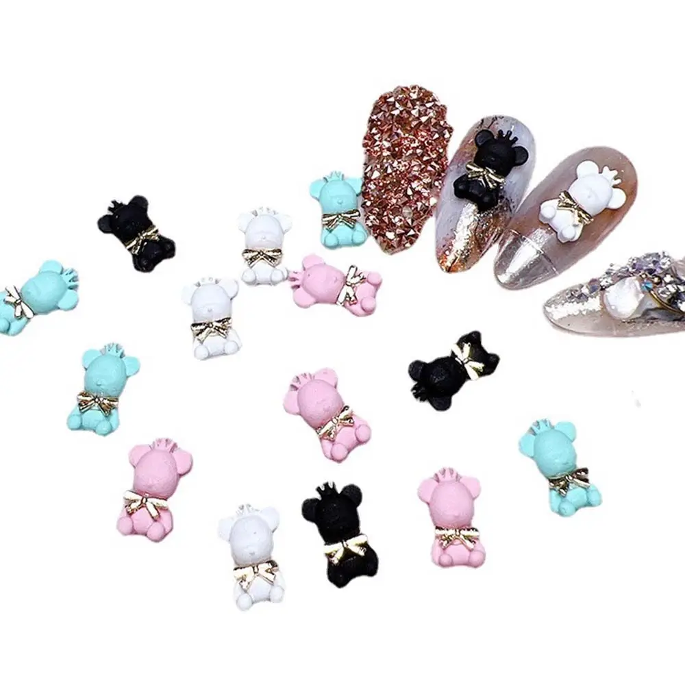 Mini Crown Bear Manicure, Resina Urso Decoração De Prego, Nail Art Ornaments, Cartoon Nail Jewelry, 3D Charms, DIY