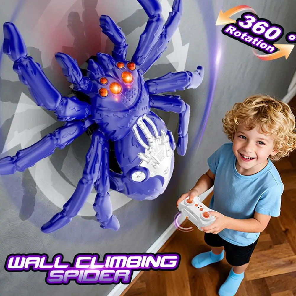 

Rechargeable Remote Control Wall Climbing Toy Spider Robot Toy With LED Eyes Simulation Crawling Toy Gift