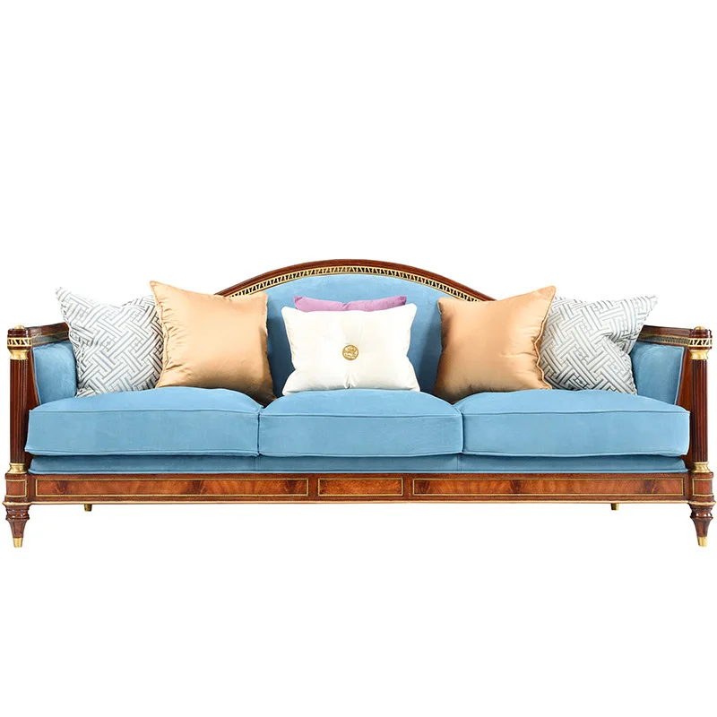 

123 sofa combination European aristocratic fabric solid wood sofa