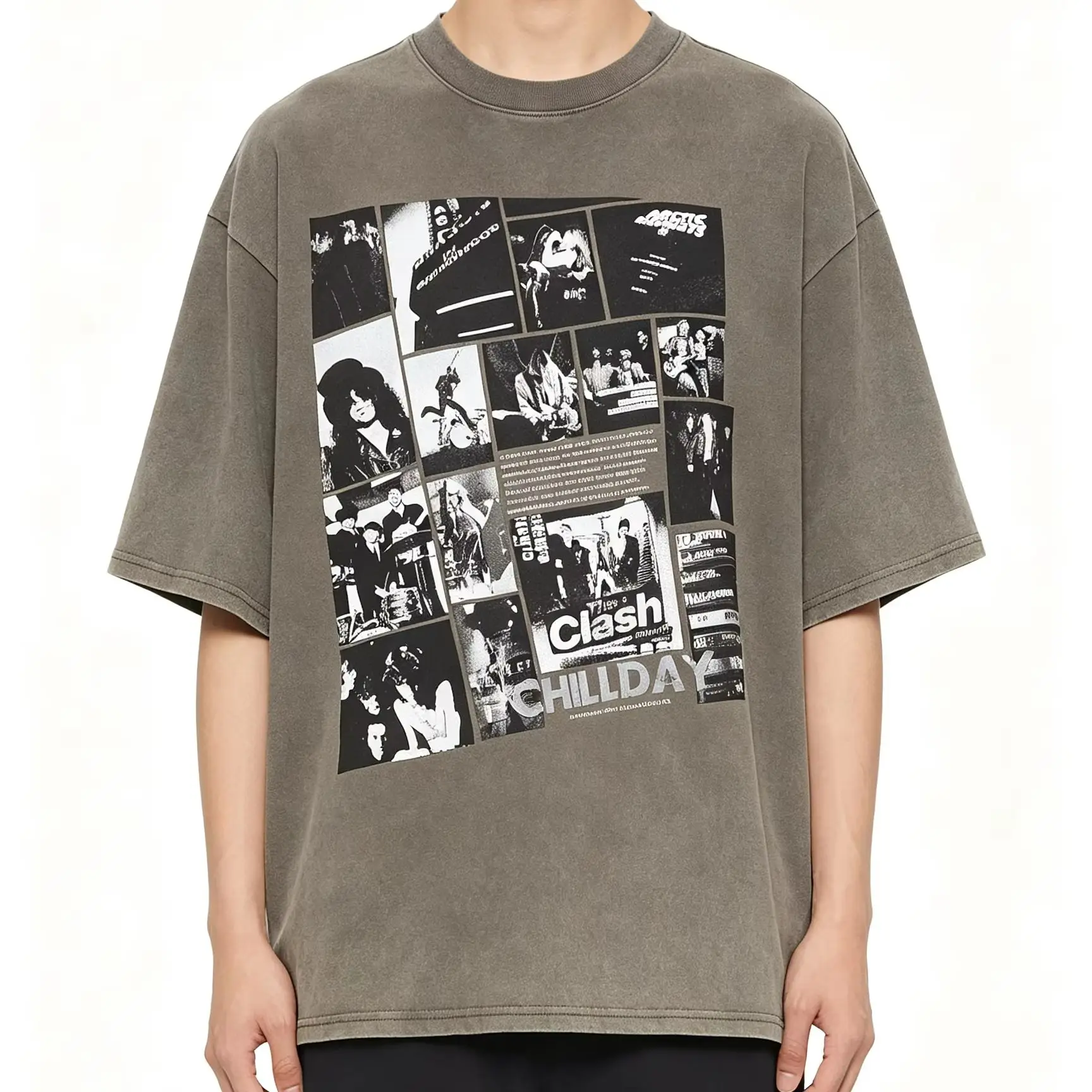 Washed Distressed Raglan Short Sleeve T Shirt Unisex Vintage Collage Figure Graphic Loose Oversized Streetwear Top