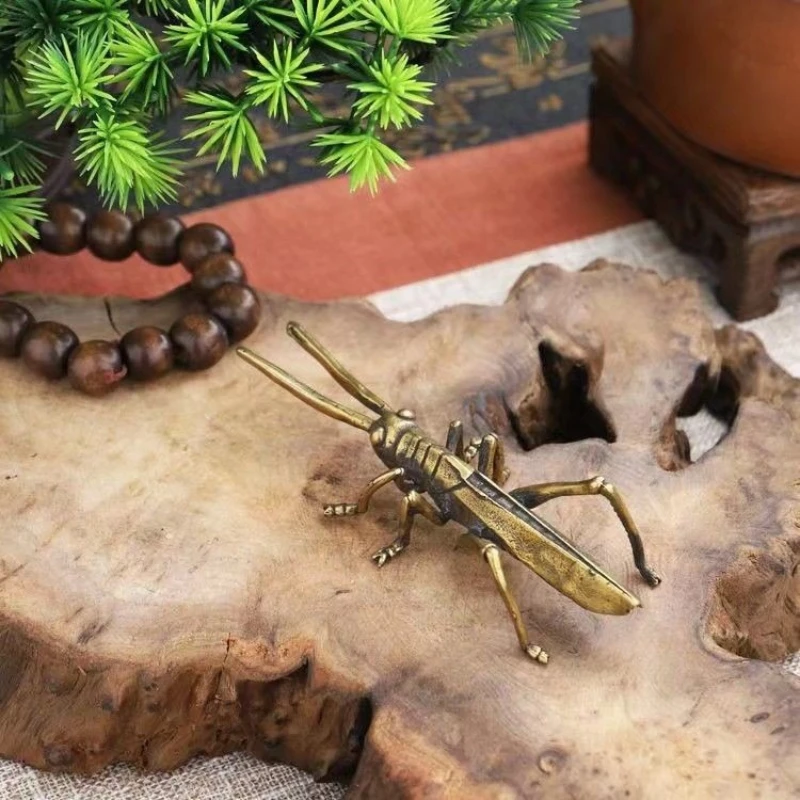 Vintage Brass Grasshopper Figurines Copper Locust Small Ornaments Home Desktop Animal Statue Crafts Desk Decoration Accessories