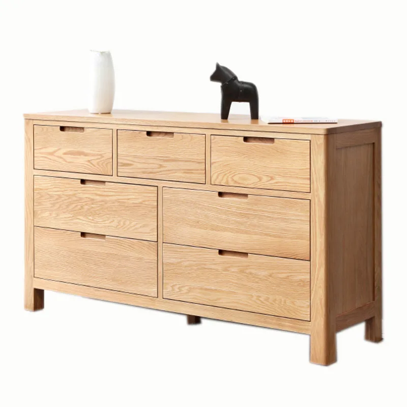 

All solid wood chest log simple modern oak bedroom storage living room storage