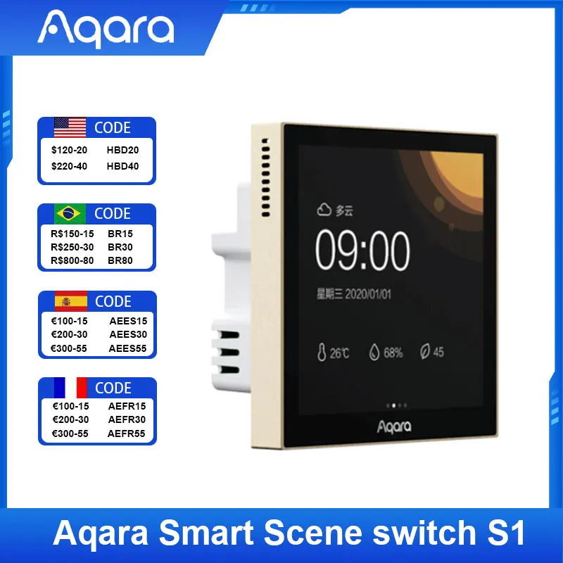 

Aqara Smart Scene Panel switch S1 Zigbee Touch Screen Panel Siri Voice Control AI Gesture Recognition Homekit App For Smart Home