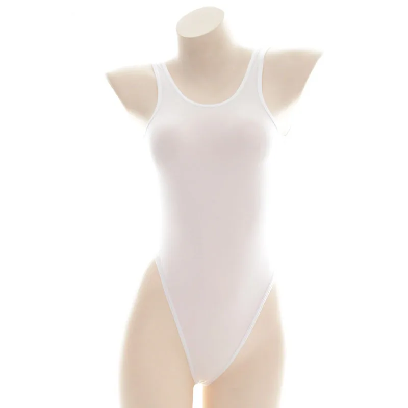 Anime Student Translucent One-piece Swimsuit Thin Japanese Women's Tight Bodysuit Sexy Swimwear School Women Costume Cosplay