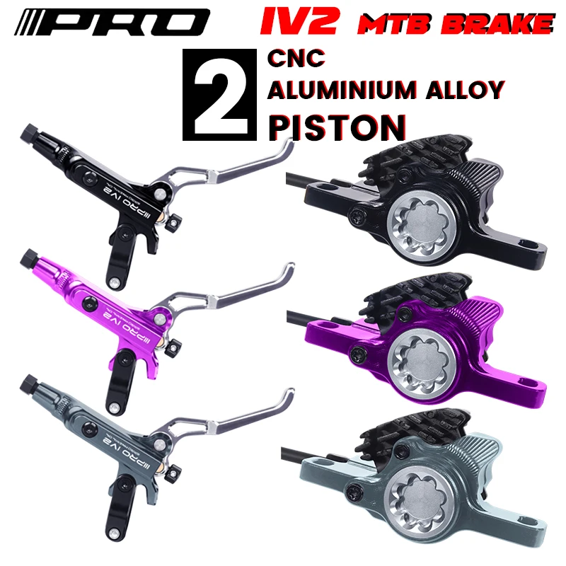

IIIPRO IV2 Bicycle Brakes 2 Piston for XT XTR CNC Mountain Bike Hydraulic Disc Brake Set with Rotor Aluminum Alloy Bike Brakes