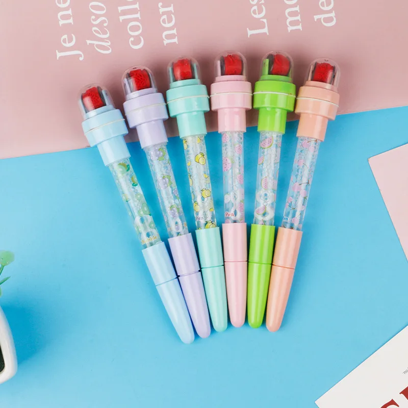 Kinderen Cartoon Fun Roller Ball Stempel Pen Speelgoed Grappig Schattig Balpen Student Briefpapier Kinderen Wacky Vakantie Verjaardagscadeau