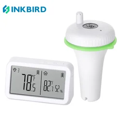 INKBIRD IPX7 Waterproof IBS-P02R Wireless Pool Thermometer Floating Pool Thermometer Set For Swimming Pools, Hot Tubs, Aquariums