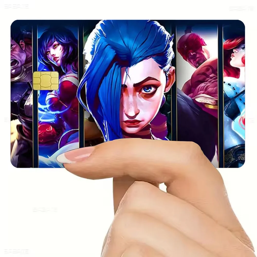 J-Jinx A-Arcane 2 Caitlyn Stickers Credit Card Visa Stickers Debit Bank Charge Card Bus Metro Waterproof Decal Decoration