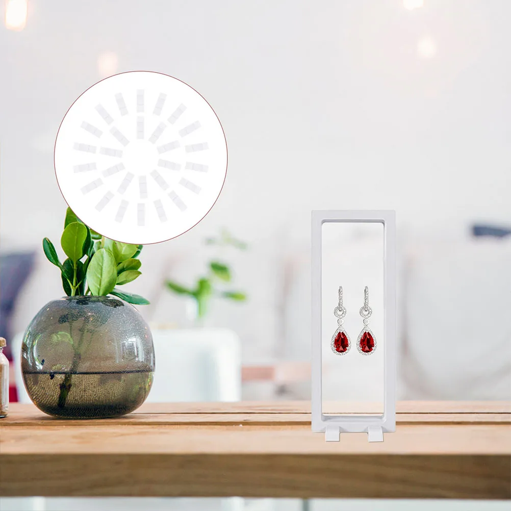 

100pcs Box Display Stand White Square Plastic Bases For Jewelry Holder Floating Frame Display Rack Countertop Cabinet Use