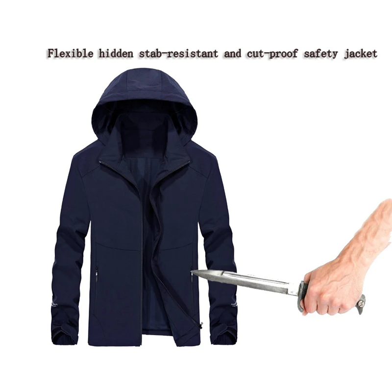 New 2023 Soft Stab-resistant Anti-cut Men Jacket Hooded Hide Self Defense Police Swat Thin And Light Clothing 3xl