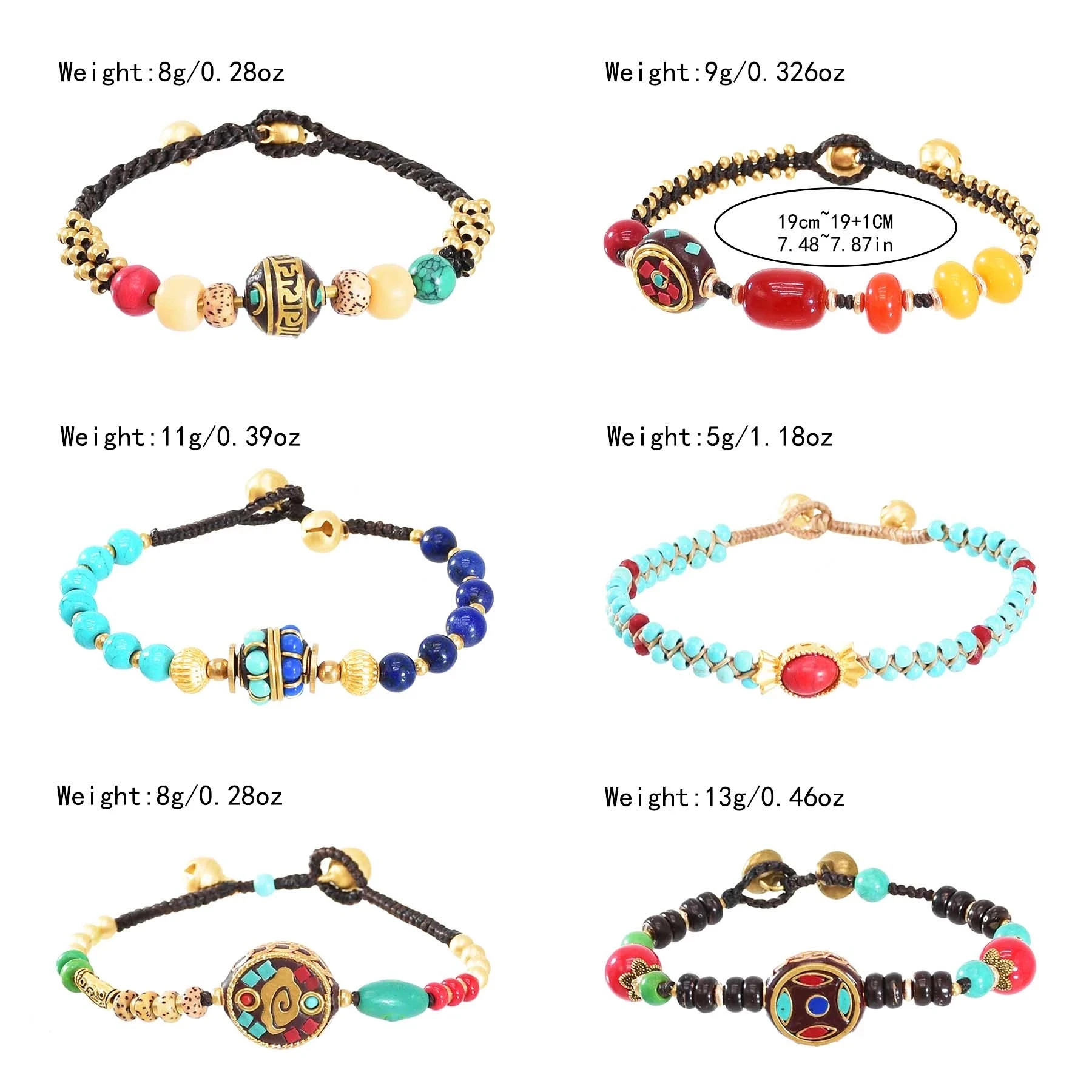 خمر التبت العرقية الملونة حجر حبة سوار للنساء بوهو القبلية الأفريقية بذور حفلة أساور يدوية الصنع المجوهرات الهندية #6