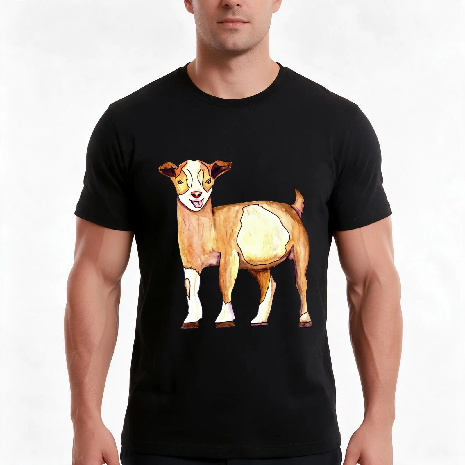 Alberto the colorful goat T-Shirt, Summer Casual Cotton Tee, Oversized Streetwear Tops, Vintage Graphic Print, Unisex Men Women