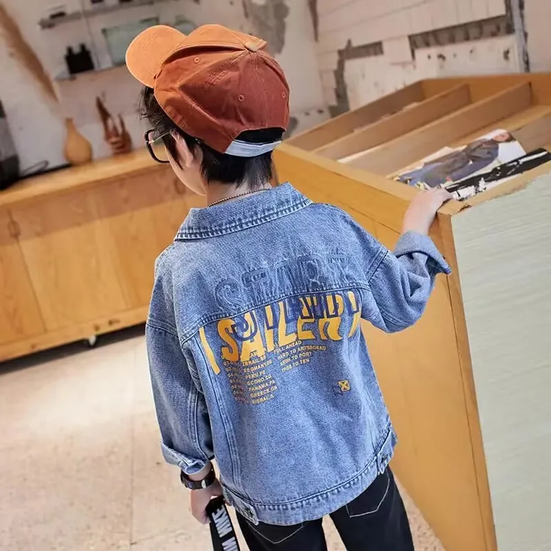 

Spring and Autumn Boys Denim Jacket New Children's Denim Jacket Teenage Boys Casual Jeans Coat Children's Clothing