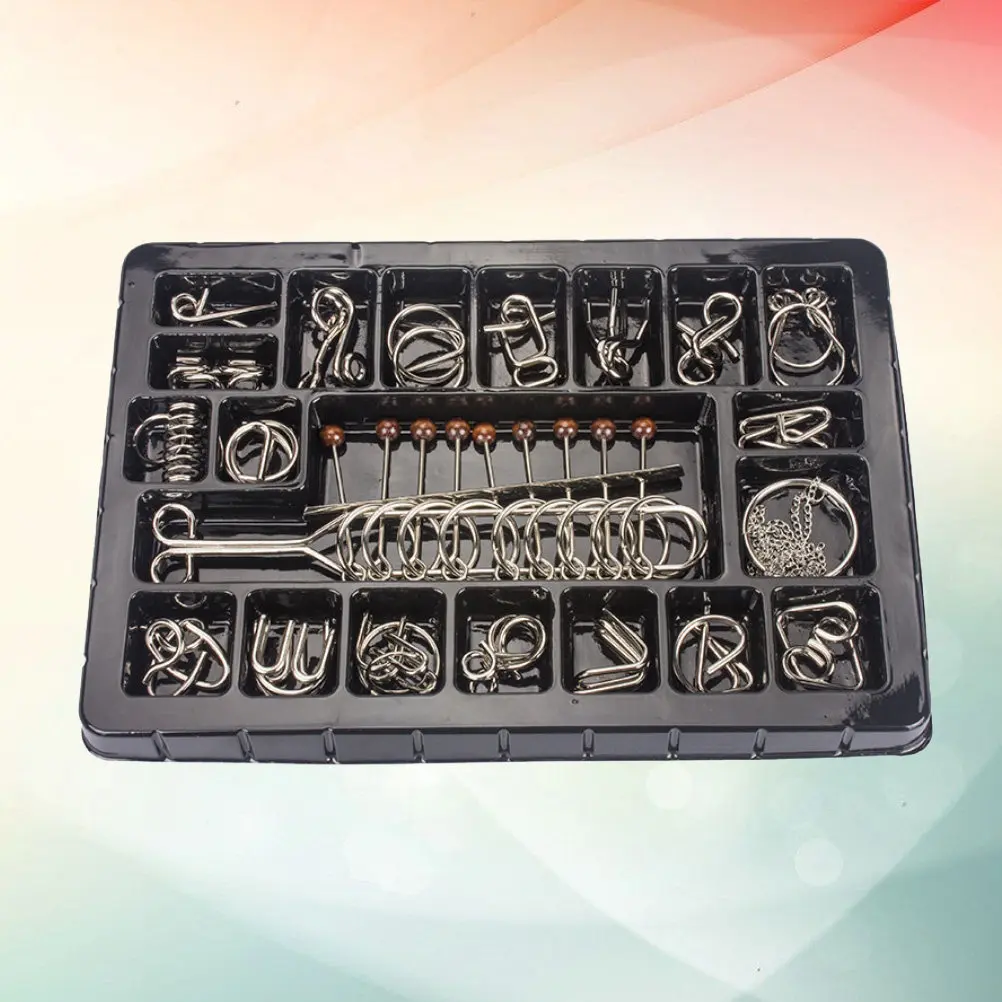 

20Pcs Nine Ring Puzzle Brain Teaser Metal Iq Challenge Game Educational for Kids and Adults Creative Thinking