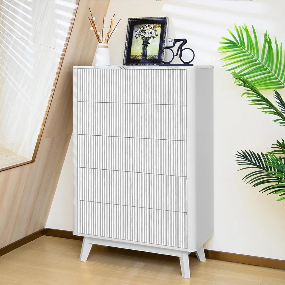 Fluted Five Drawer Dresser 1
