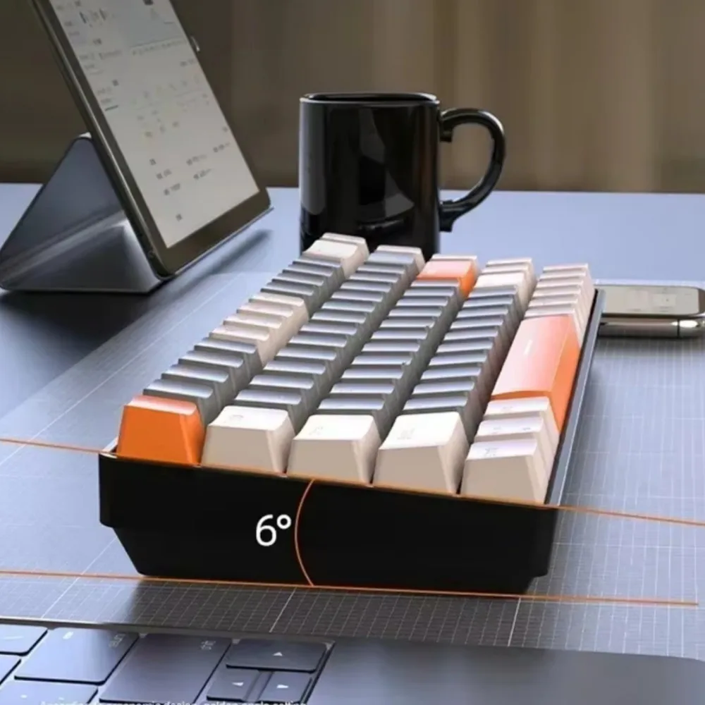 K68 Wireless Mechanical Keyboard Mini 68-Key Dual Mode Bluetooth 2.4G Hot Swap Red Switch for PC PS4 Xbox iPhone iPad Gaming PC